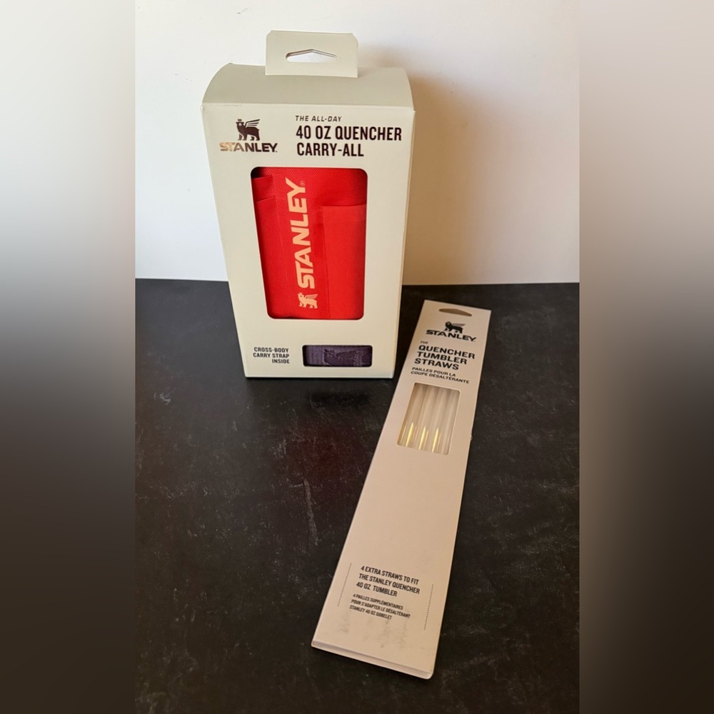 Stanley All Day 40 oz Quencher Carry-All. Extra Stanley straws included!